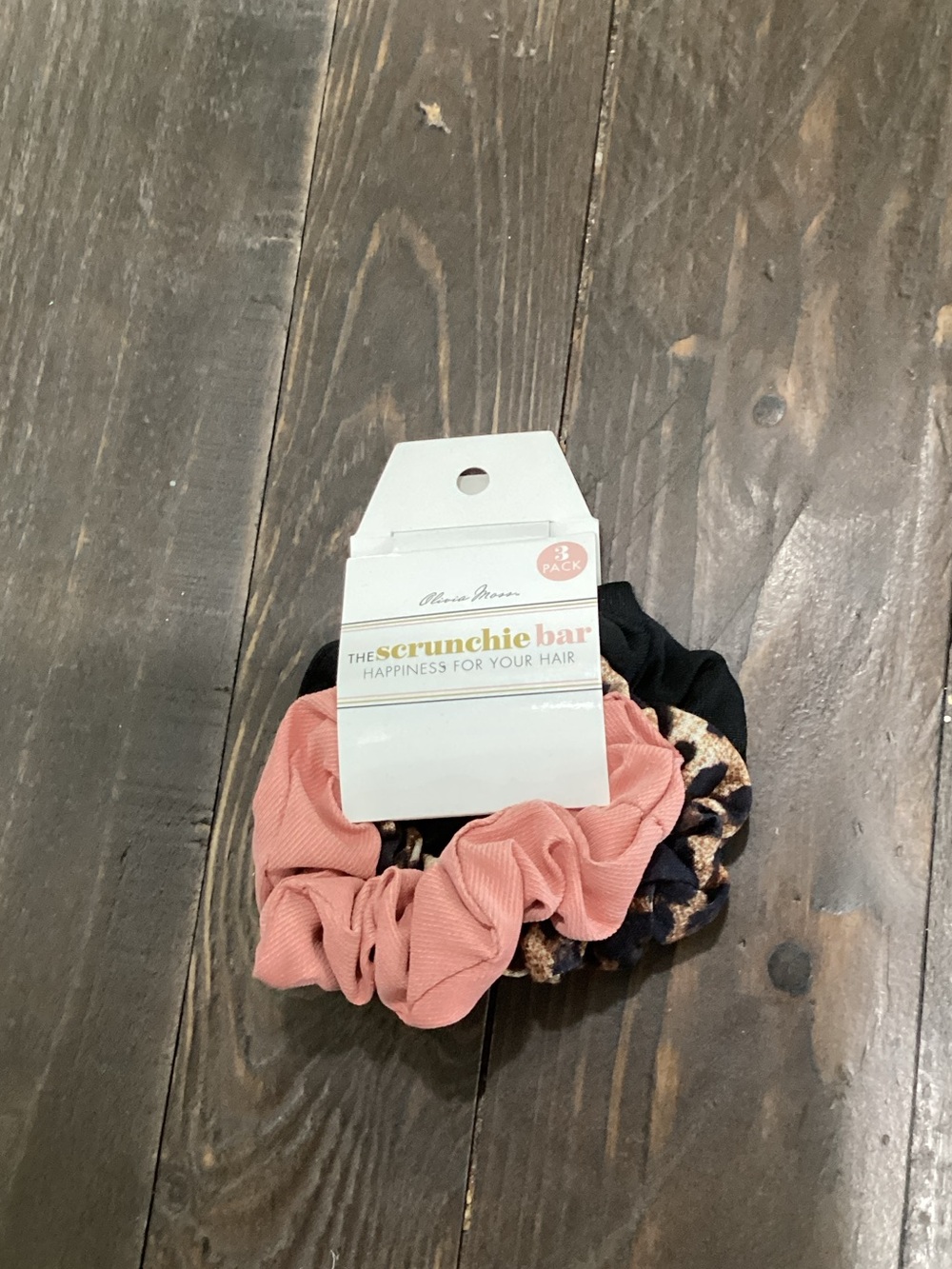 Olivia Moon Black Pink Leopard Scrunchie Pack‎